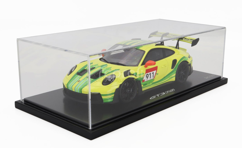 Spark-model Porsche 911 992 Gt3 Rs N 911 Coupe 2023 - Con Vetrina - With Showcase 1:18 Žlutá Zelená