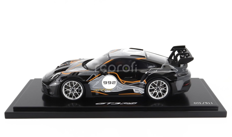 Spark-model Porsche 911 992 Gt3 Rs N 992 Coupe Weissach Test Track 2023 - Con Vetrina - With Showcase 1:18 Černá Šedá Žlutá