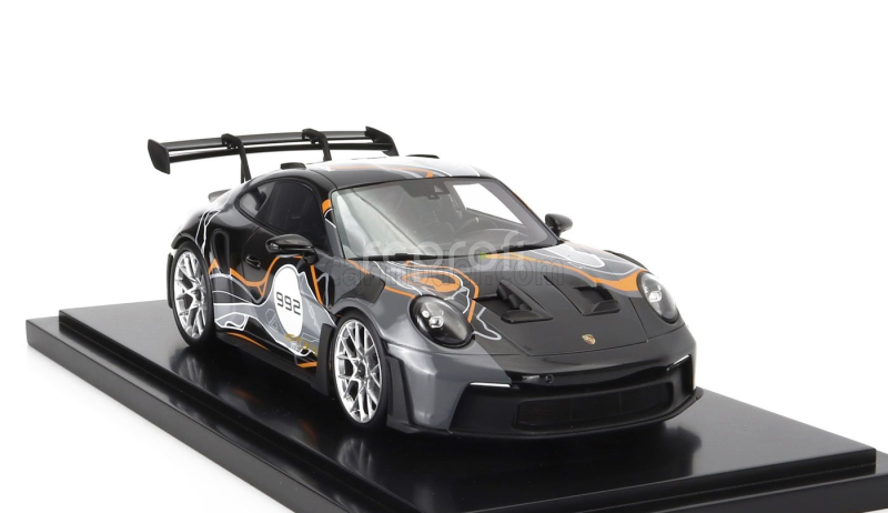 Spark-model Porsche 911 992 Gt3 Rs N 992 Coupe Weissach Test Track 2023 - Con Vetrina - With Showcase 1:18 Černá Šedá Žlutá