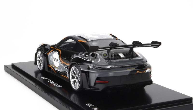 Spark-model Porsche 911 992 Gt3 Rs N 992 Coupe Weissach Test Track 2023 - Con Vetrina - With Showcase 1:18 Černá Šedá Žlutá