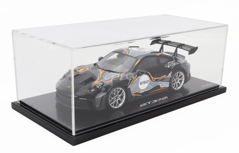 Spark-model Porsche 911 992 Gt3 Rs N 992 Coupe Weissach Test Track 2023 - Con Vetrina - With Showcase 1:18 Černá Šedá Žlutá