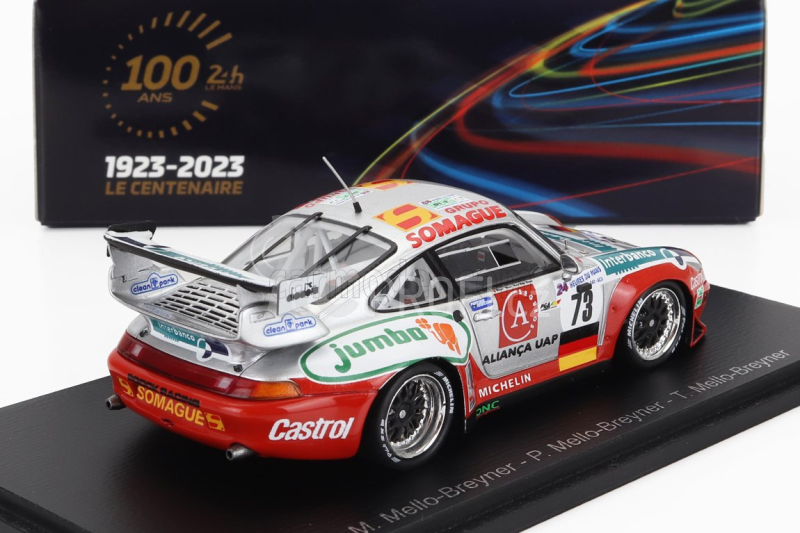 Spark-model Porsche 911 993 Gt2 3.6l Turbo Team Roock Racing N 73 24h Le Mans 1997 M.mello-breyner - P.bello-breyner - T.mello-breyner 1:43 Bílá Modrá Červená