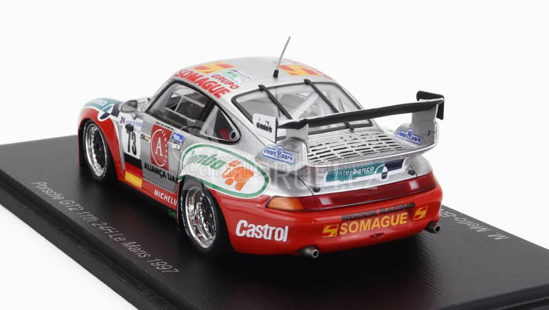 Spark-model Porsche 911 993 Gt2 3.6l Turbo Team Roock Racing N 73 24h Le Mans 1997 M.mello-breyner - P.bello-breyner - T.mello-breyner 1:43 Bílá Modrá Červená