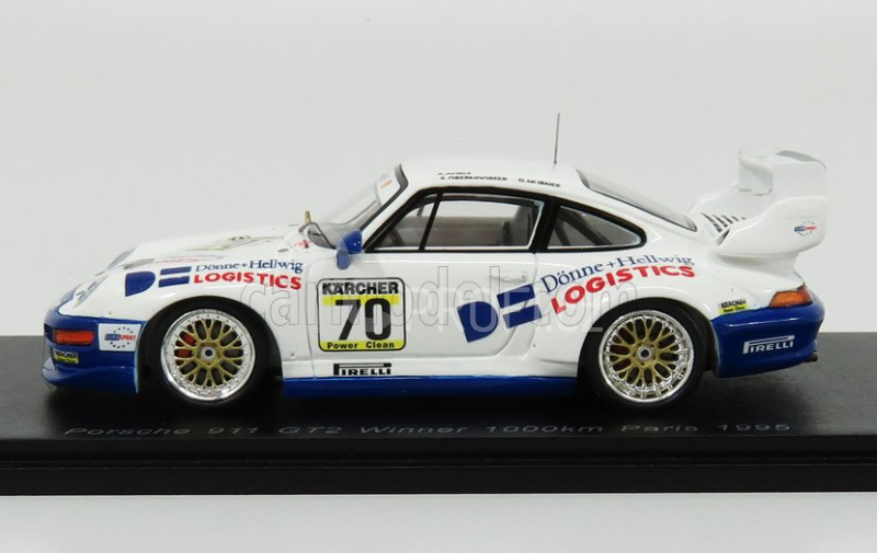 Spark-model Porsche 911 993 Gt2 N 70 1000km Paris 1995 P.oberdorfer - D.hubner 1:43 Bílá Modrá