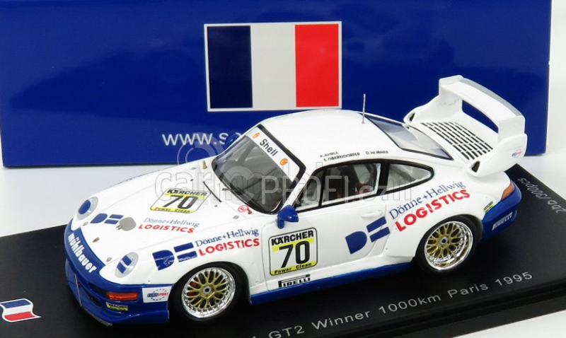 Spark-model Porsche 911 993 Gt2 N 70 1000km Paris 1995 P.oberdorfer - D.hubner 1:43 Bílá Modrá