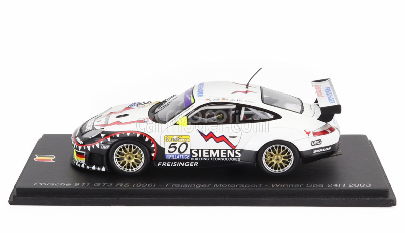 Spark-model Porsche 911 996 3.6l Gt3 Rs Team Freisinger Motorsport N 50 Winner 24h Spa 2003 Stephane Ortelli - Marc Lieb - Romain Dumas 1:43 Bílá Černá Červená