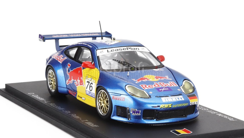 Spark-model Porsche 911 996 Gt3 R Team Rws Motorsport N 76 24h Spa 2002 Luca Riccitelli - Dieter Quester - Philipp Peter - Toto Wolff 1:43 Modrá Žlutá Červená