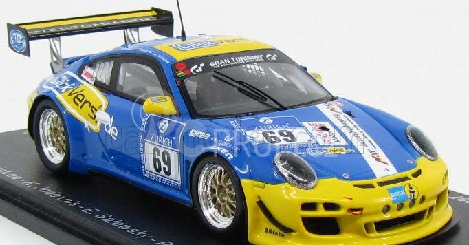 Spark-model Porsche 911 997-2 Gt3 Cup Team Click Vers.de N 69 24h Nurburgring 2015 W.destree - K.jodexnis - E.salewsky - R.chrzanowski 1:43 Bluette Yellow