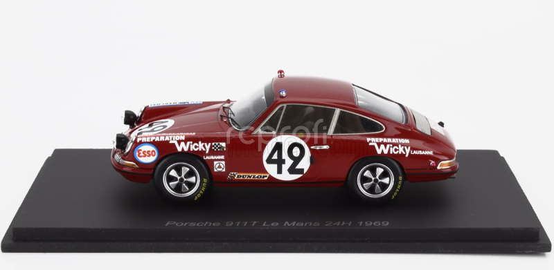 Spark-model Porsche 911 Team Wicky Racing N 42 24h Le Mans 1969 Andre Wicky - Edgar Berney 1:43 Red