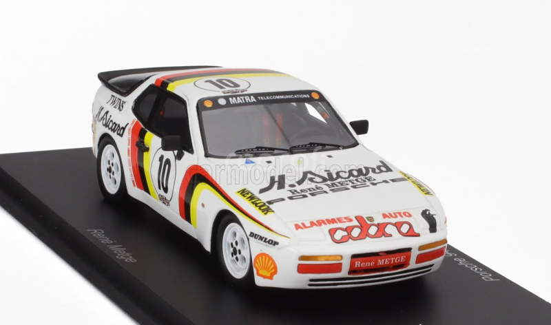 Spark-model Porsche 944 Turbo N 10 Cup Champion France 1987 Rene Metge 1:43 Bílá