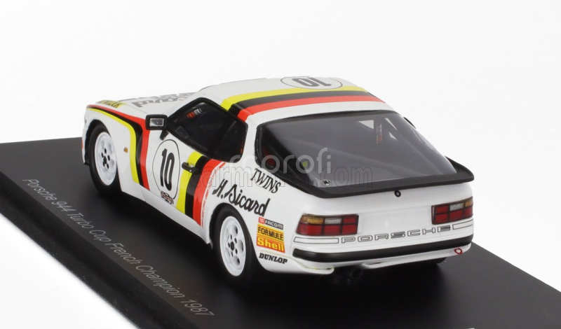 Spark-model Porsche 944 Turbo N 10 Cup Champion France 1987 Rene Metge 1:43 Bílá