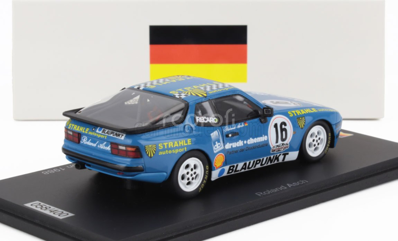Spark-model Porsche 944 Turbo N 16 Cup Champion Germany 1988 Roland Asch 1:43 Blue