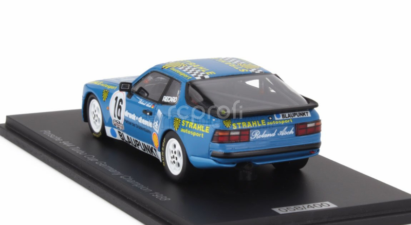 Spark-model Porsche 944 Turbo N 16 Cup Champion Germany 1988 Roland Asch 1:43 Blue