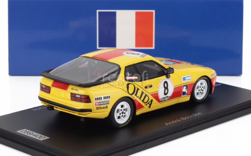 Spark-model Porsche 944 Turbo N 8 Cup Champion France 1988 Andre Bourdon 1:43 Žlutá Červená