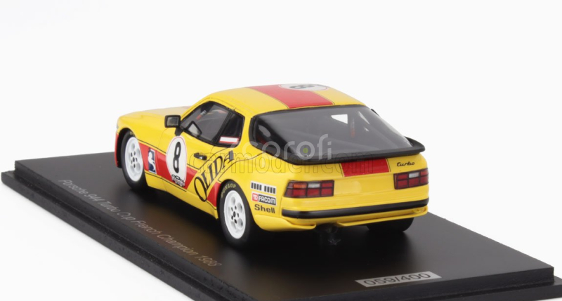 Spark-model Porsche 944 Turbo N 8 Cup Champion France 1988 Andre Bourdon 1:43 Žlutá Červená