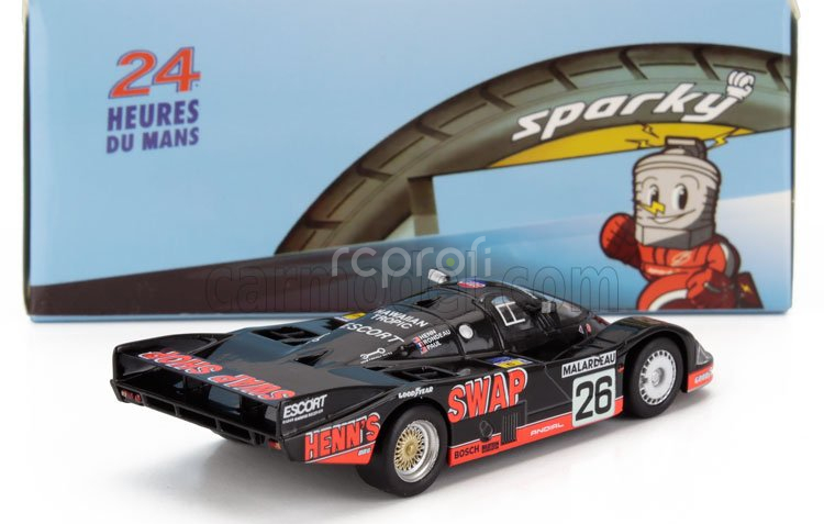 Spark-model Porsche 956 2.6l Twin Turbo Team Henn S T-bird Swap Shop N 26 2nd 24h Le Mans 1984 Jean Rondeau - John Paul Jr. 1:64 Černá Červená