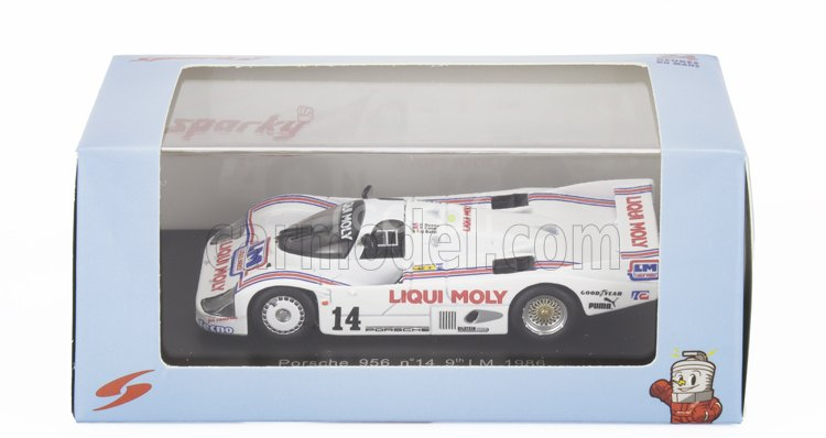 Spark-model Porsche 956 2.6l Twin Turbo Team Liqui Moly Team Richard Lloyd Racing N 14 24h Le Mans 1986 Mauro Baldi - Price Cobb - Rob Dyson 1:64 Bílá Červená