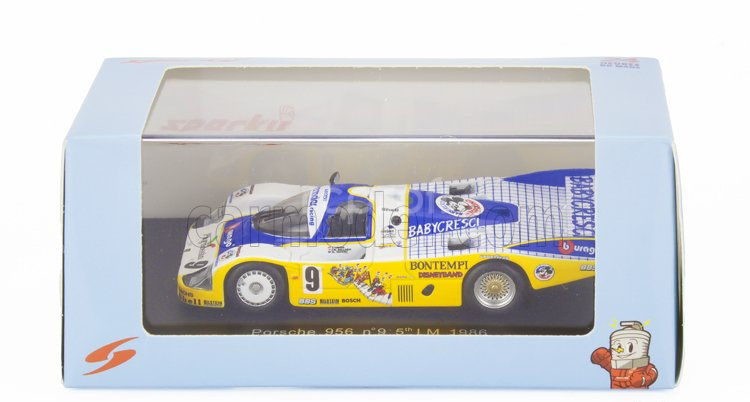 Spark-model Porsche 956 2.6l Twin Turbo Team Porsche Obermaier Racing N 9 24h Le Mans 1986 Fulvio Ballabio - Jurgen Lassig - Dudley Wood 1:64 Bílá Žlutá