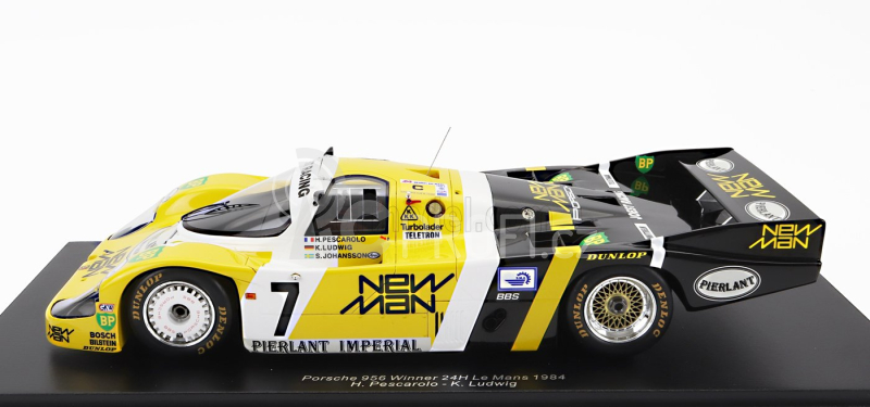 Spark-model Porsche 956l Turbo Team Newman Joest Racing N 7 Winner 24h Le Mans 1984 K.ludwig - H.pescarolo - S.johansson - Con Vetrina - With Showcase 1:18 Žlutá Černá