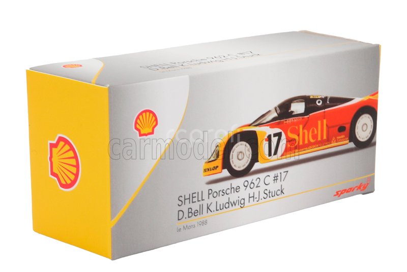 Spark-model Porsche 962c 2.8l Team Porsche Ag N 17 2nd 24h Le Mans 1988 Klaus Ludwing - Hans Joachim Stuck - Derek Bell 1:64 Červená Žlutá Bílá