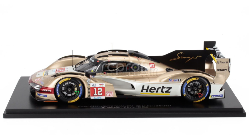 Spark-model Porsche 963 9rd 4.6l Turbo V8 Team Hertz Jota N 12 24h Le Mans 2024 Will Stevens - Norman Nato - Callum Ilott 1:18 Bílé Zlato