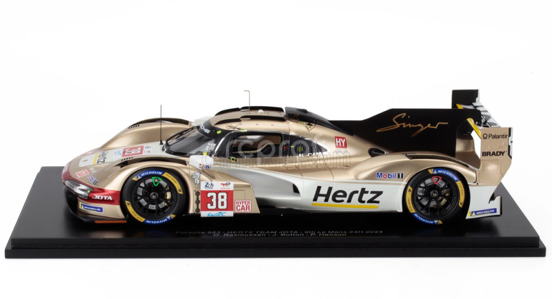 Spark-model Porsche 963 9rd 4.6l Turbo V8 Team Hertz Jota N 38 24h Le Mans 2024 Jenson Button - Phil Hanson - Oliver Rasmussen 1:18 Bílé Zlato