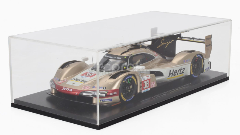 Spark-model Porsche 963 9rd 4.6l Turbo V8 Team Hertz Jota N 38 24h Le Mans 2024 Jenson Button - Phil Hanson - Oliver Rasmussen 1:18 Bílé Zlato