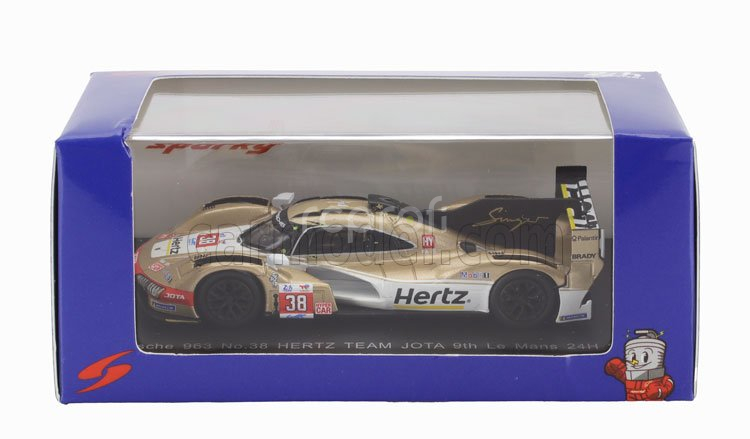 Spark-model Porsche 963 9rd 4.6l Turbo V8 Team Hertz Jota N 38 24h Le Mans 2024 Jenson Button - Phil Hanson - Oliver Rasmussen 1:64 Bílé Zlato