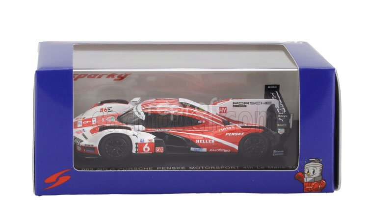 Spark-model Porsche 963 9rd 4.6l Turbo V8 Team Porsche Penske Motorsport N 6 4th 24h Le Mans (pole Position) 2024 Kevin Estre - Andre Lotterer - Laurens Vanthoor 1:64 Červená Bílá Černá