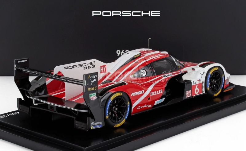 Spark-model Porsche 963 9rd 4.6l Turbo V8 Team Porsche Penske Motorsport N 6 4th 24h Le Mans (pole Position) 2024 Kevin Estre - Andre Lotterer - Laurens Vanthoor - Con Vetrina - With Showcase 1:18 Červená Bílá Černá