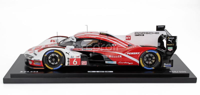 Spark-model Porsche 963 9rd 4.6l Turbo V8 Team Porsche Penske Motorsport N 6 4th 24h Le Mans (pole Position) 2024 Kevin Estre - Andre Lotterer - Laurens Vanthoor - Con Vetrina - With Showcase 1:18 Červená Bílá Černá