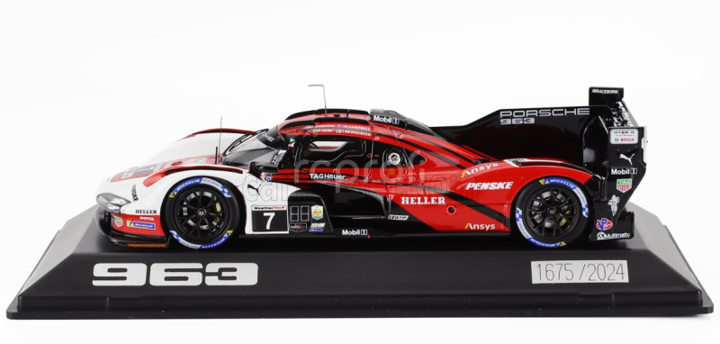 Spark-model Porsche 963 9rd 4.6l Turbo V8 Team Porsche Penske Motorsport N 7 Winner 24h Daytona 2024 Matt Campbell - Dane Cameron - Felipe Nasr - Josef Newgarden 1:43 Červená Bílá Černá