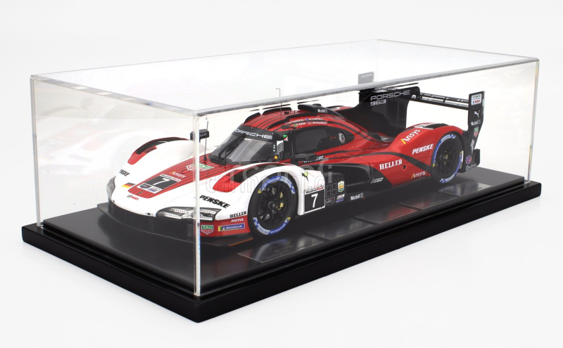 Spark-model Porsche 963 9rd 4.6l Turbo V8 Team Porsche Penske Motorsport N 7 Winner 24h Daytona 2024 Matt Campbell - Dane Cameron - Felipe Nasr - Josef Newgarden - Con Vetrina - With Showcase 1:18 Červená Bílá Černá