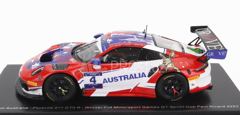 Spark-model Porsche 991 911 Gt3 R Team Australia N 4 Winner Fia Motorsport Games Gt Sprint Cup Paul Richard 2022 M.campbell 1:43 Červená Bílá