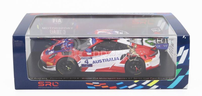 Spark-model Porsche 991 911 Gt3 R Team Australia N 4 Winner Fia Motorsport Games Gt Sprint Cup Paul Richard 2022 M.campbell 1:43 Červená Bílá