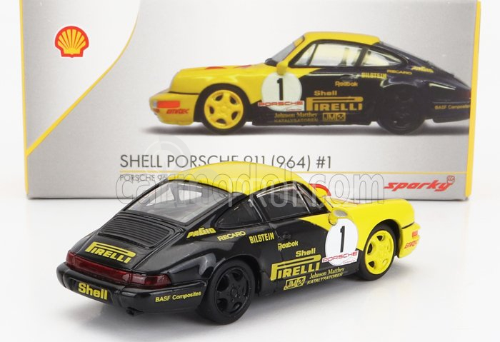 Spark-model Porsche Set 2x 911 964 N 1 Carrera Cup Shell Pirelli 1991 W.kaufmann + N 2 Carrera Cup Shell Trophy 1991 1:64 Žlutá Červená Černá