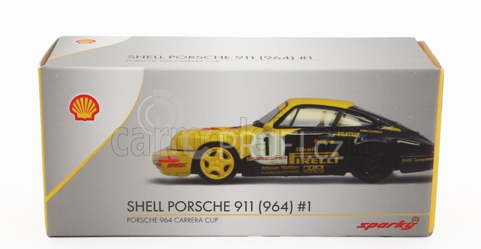 Spark-model Porsche Set 2x 911 964 N 1 Carrera Cup Shell Pirelli 1991 W.kaufmann + N 2 Carrera Cup Shell Trophy 1991 1:64 Žlutá Červená Černá