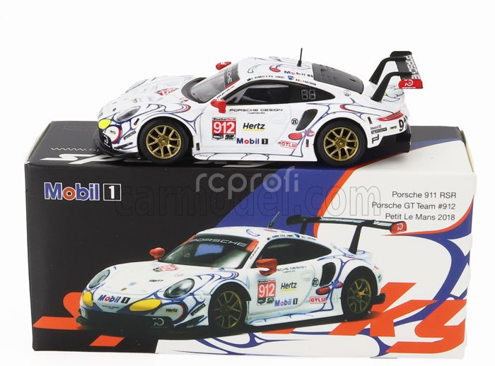Spark-model Porsche Set 2x 911 991 Rsr Team Porsche Gt N 911 Winner Gtlm Class Petit Le Mans 2018 P.pilet - N.tandy - F.makowiecki + N 912 2nd Gtlm-class Petit Le Mans 2018 E.bamber - L.vanthoor - M.jaminet 1:64 Bílá