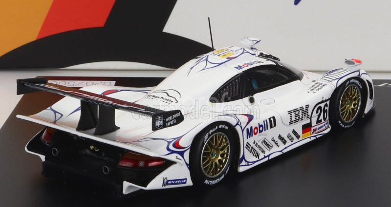 Spark-model Porsche Set 2x 911 Gt1-98 Team Porsche Ag Mobil 1 N 26 Winner 24h Le Mans 1998 A.mcnish - L.aiello - E.ortelli + N 25 2nd 24h Le Mans J.muller - U.alzen - B.wollek 1:43 Bílá Modrá Červená