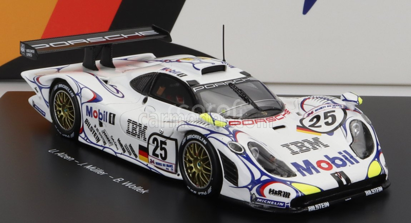 Spark-model Porsche Set 2x 911 Gt1-98 Team Porsche Ag Mobil 1 N 26 Winner 24h Le Mans 1998 A.mcnish - L.aiello - E.ortelli + N 25 2nd 24h Le Mans J.muller - U.alzen - B.wollek 1:43 Bílá Modrá Červená