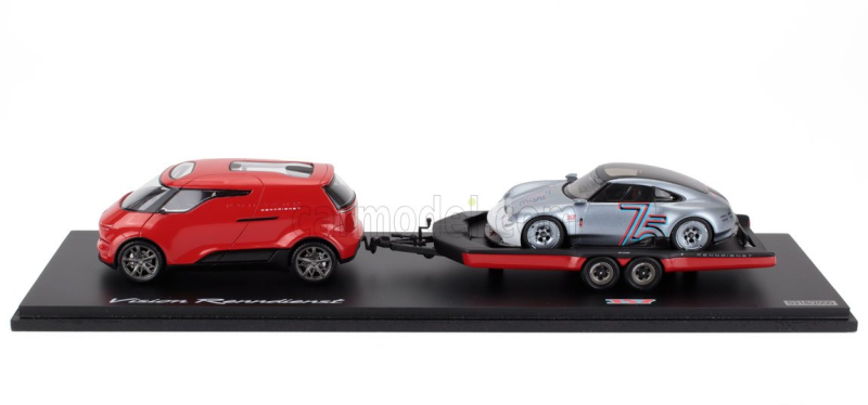 Spark-model Porsche Set 2x Vision Racing Service Van + 357 2023 - 75th Anniversary Porsche Sports Car 1948-2023 1:43 Red