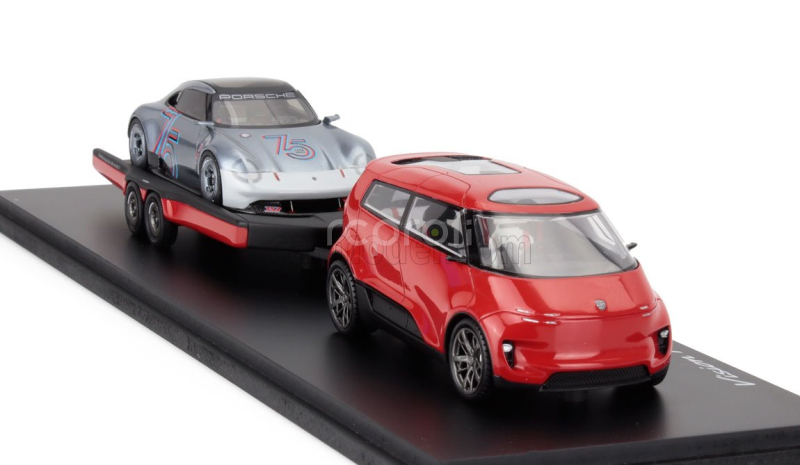 Spark-model Porsche Set 2x Vision Racing Service Van + 357 2023 - 75th Anniversary Porsche Sports Car 1948-2023 1:43 Red