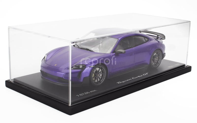 Spark-model Porsche Taycan Turbo Gt (j1.2) Weissach Package 2024 - Con Vetrina - With Showcase 1:18 Purple Sky Met