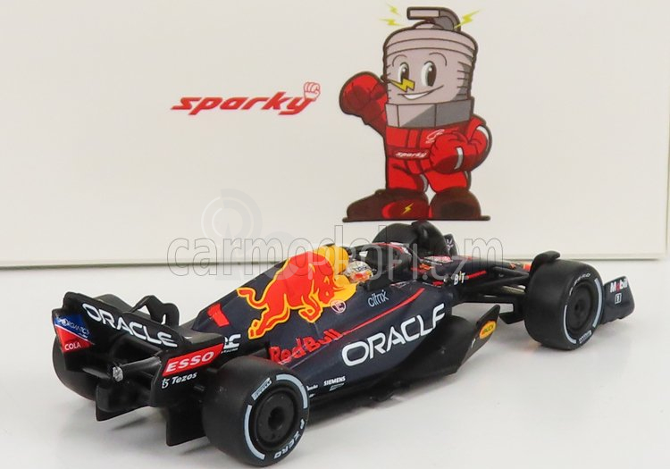 Spark-model Red bull F1  Rb18 Team Oracle Red Bull Racing N 1 Season World Champion 2022 Max Verstappen 1:64 Matná Modrá Žlutá Červená