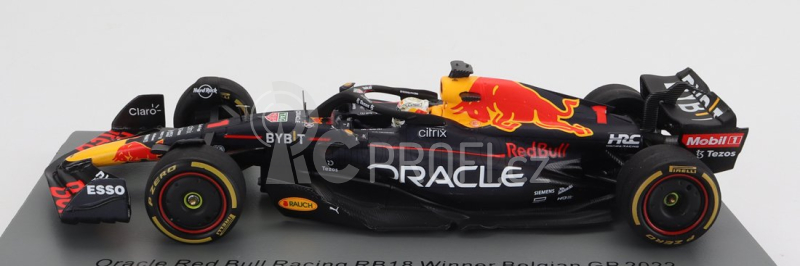 Spark-model Red bull F1  Rb18 Team Oracle Red Bull Racing N 1 Winner Belgium Gp World Champion 2022 Max Verstappen 1:43 Matná Modrá Žlutá Červená