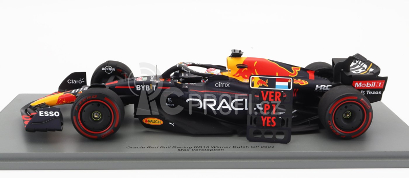 Spark-model Red bull F1  Rb18 Team Oracle Red Bull Racing N 1 Winner Dutch Gp World Champion 2022 - 30th Victory Max Verstappen 1:18 Matná Modrá Žlutá Červená