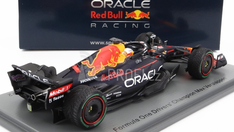 Spark-model Red bull F1  Rb18 Team Oracle Red Bull Racing N 1 Winner Japan Gp With Pit Board World Champion 2022 Max Verstappen 1:43 Matná Modrá Žlutá Červená