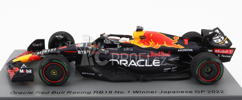 Spark-model Red bull F1  Rb18 Team Oracle Red Bull Racing N 1 Winner Japan Gp With Pit Board World Champion 2022 Max Verstappen 1:43 Matná Modrá Žlutá Červená