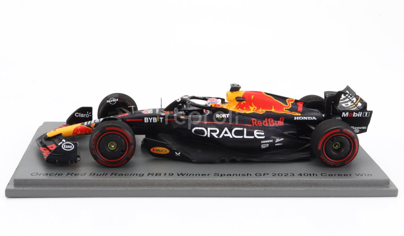 Spark-model Red bull F1  Rb19 Team Oracle Red Bull Racing N 1 World Champion (40th Career Victory) Winner Spain Gp 2023 Max Verstappen 1:43 Matt Blue