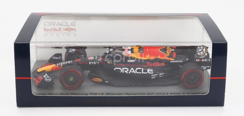 Spark-model Red bull F1  Rb19 Team Oracle Red Bull Racing N 1 World Champion (40th Career Victory) Winner Spain Gp 2023 Max Verstappen 1:43 Matt Blue